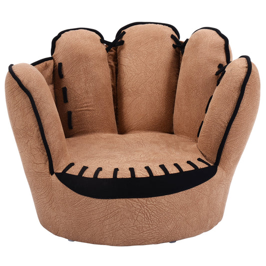 Household Five Fingers Baseball Glove Shaped Kids Leisure Upholstered Sofa, Brown