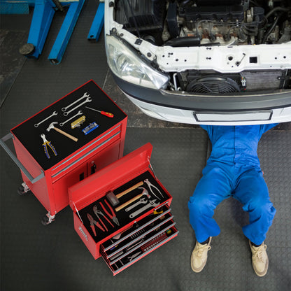 6-Drawer Rolling Tool Storage Chest Cabinet with Universal Wheels and Hooks, Red Garages at Gallery Canada