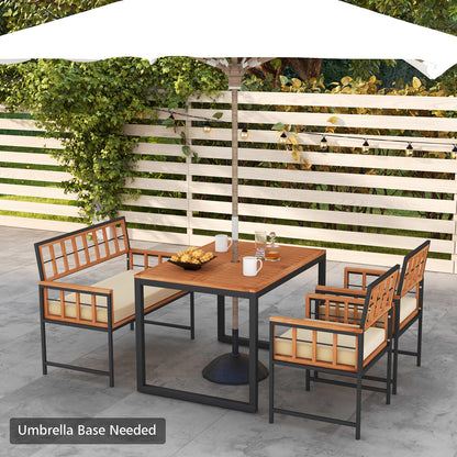 4 Pieces Acacia Wood Patio Dining Set with 1 Rectangular Table, Natural Patio Dining Sets at Gallery Canada
