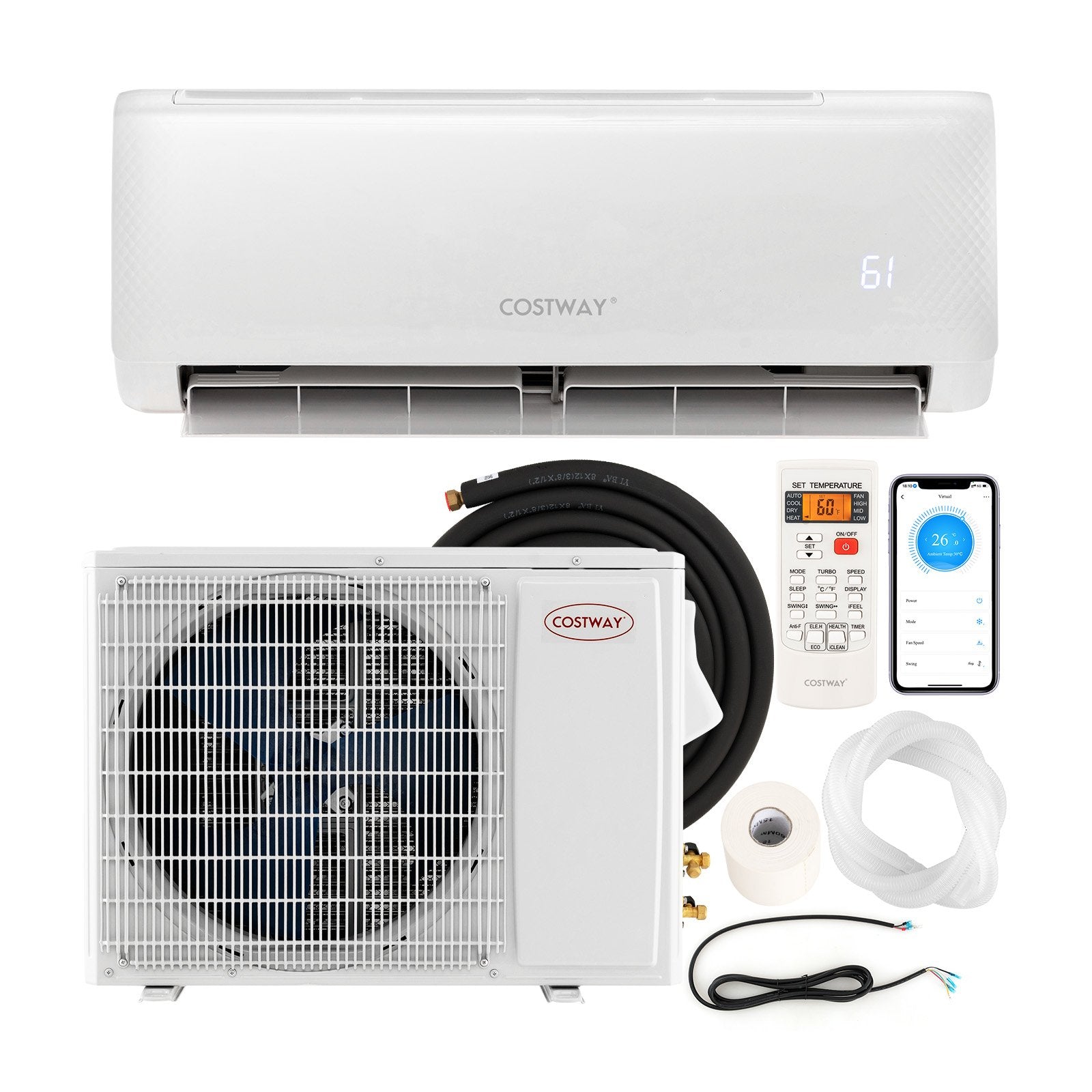 Energy Star Certified 22000 BTU 21 SEER2 Ductless Mini Split Air Conditioner and Heater 208-230V Works with Alexa, White at Gallery Canada