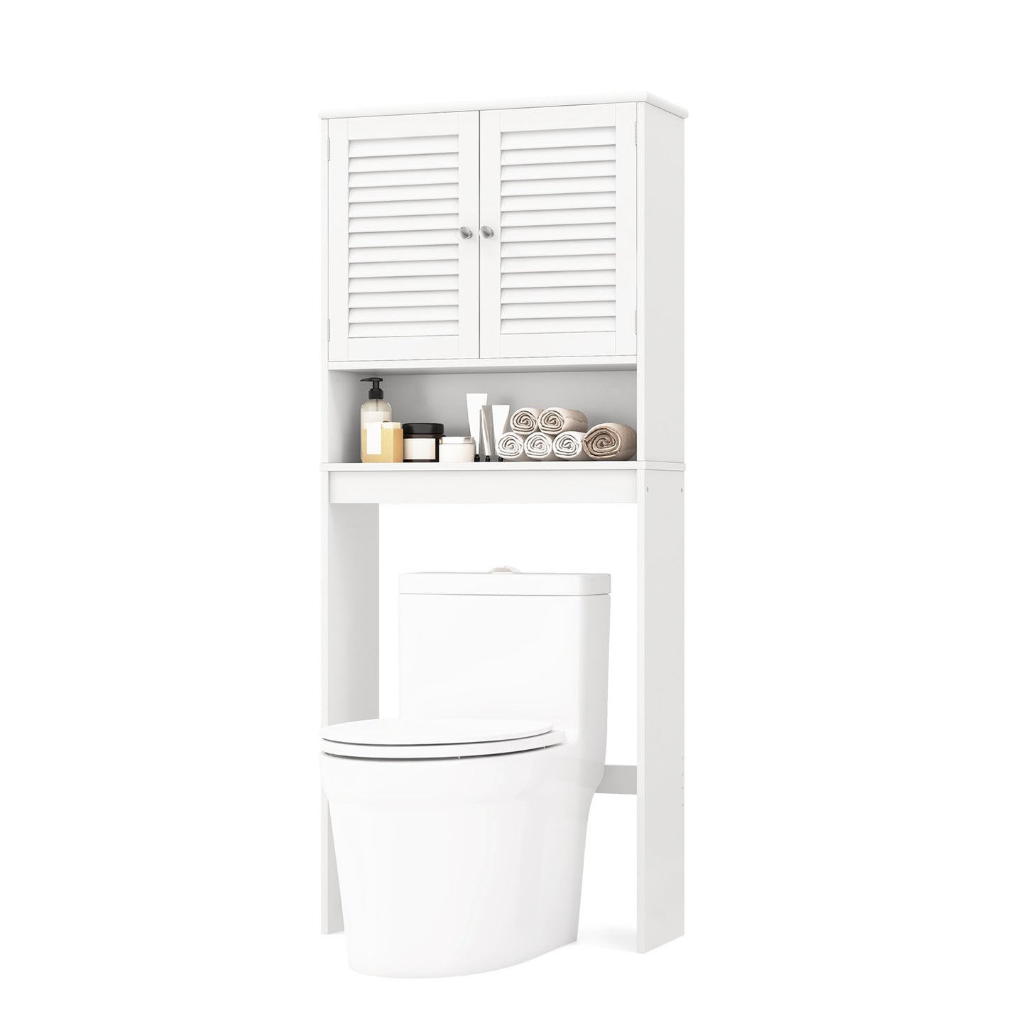 Over The Toilet Storage Cabinet with Double Doors and Adjustable Shelf, White - Gallery Canada