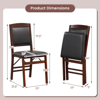 Set of 2 Folding Dining Chairs with Padded Seat and High Backrest, Brown at Gallery Canada