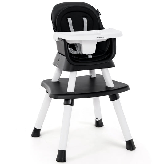 6-in-1 Convertible Baby High Chair with Adjustable Removable Tray, Black - Gallery Canada
