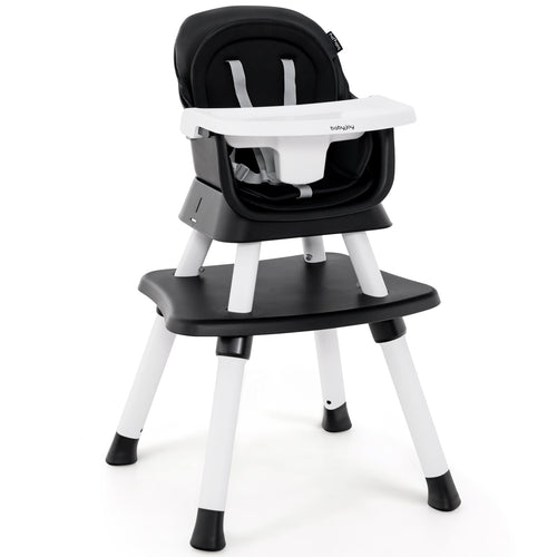 6-In-1 Convertible Baby High Chair, Adjustable Removable Tray, Black