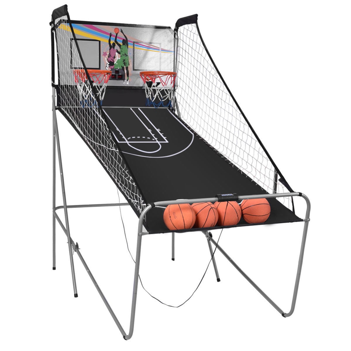 Foldable Double Electronic Basketball Game, 4 Balls, Gray Game Room Gray at Gallery Canada