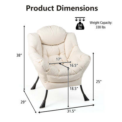 Modern Polyester Fabric Lazy Chair, Steel Frame, Side Pocket, Beige Accent Chairs at Gallery Canada