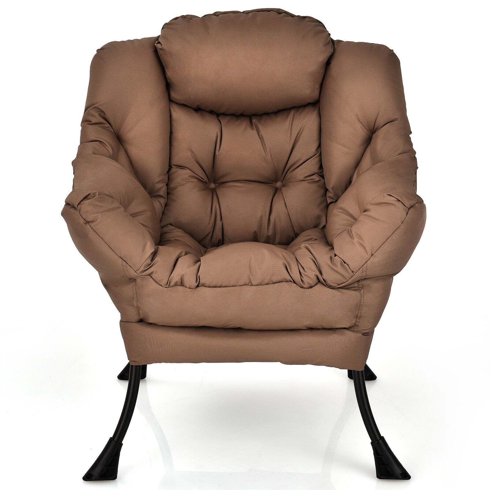 Modern Polyester Fabric Lazy Chair, Steel Frame, Side Pocket, Brown Accent Chairs at Gallery Canada