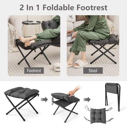 Modern Accent Sofa Chair, With Folding Footrest And Side Pocket, Gray Accent Chairs at Gallery Canada
