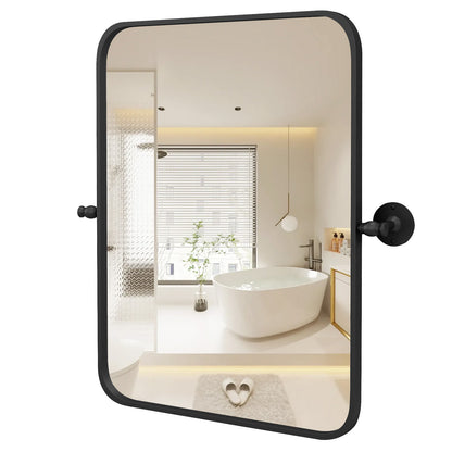 30 x 22 Inch Metal Framed Pivot Wall Mirror, Black Wall Mirrors Black at Gallery Canada