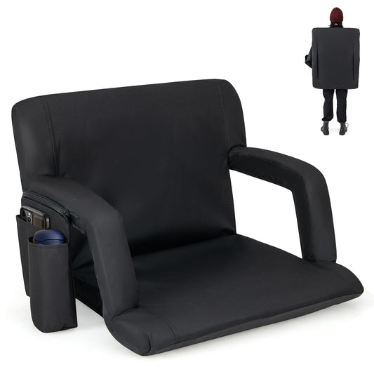 Stadium Seat for Bleachers with Back Support 6 Adjustable Positions, Black Outdoor Seating & Patio Chairs Black at Gallery Canada