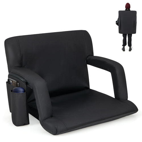 Stadium Seat With Back Support, 6 Adjustable Positions, Black