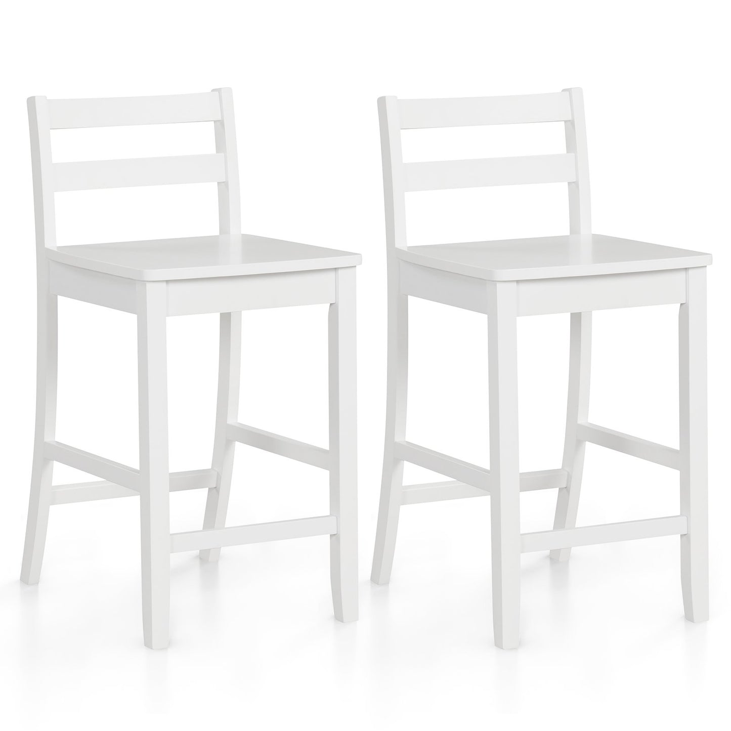Wooden Bar Stools Set of 2 with Ergonomic Backrest and Footrest, White Bar Stools White at Gallery Canada