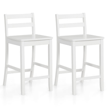 Wooden Bar Stools Set of 2 with Ergonomic Backrest and Footrest, White Bar Stools White at Gallery Canada