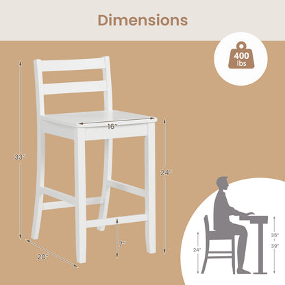 Wooden Bar Stools Set of 2 with Ergonomic Backrest and Footrest, White Bar Stools at Gallery Canada
