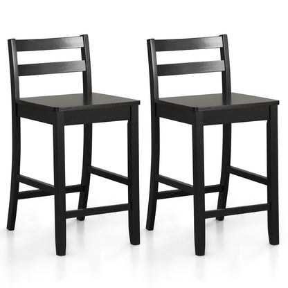 Wooden Bar Stools Set of 2 with Ergonomic Backrest and Footrest, Black Bar Stools Black at Gallery Canada