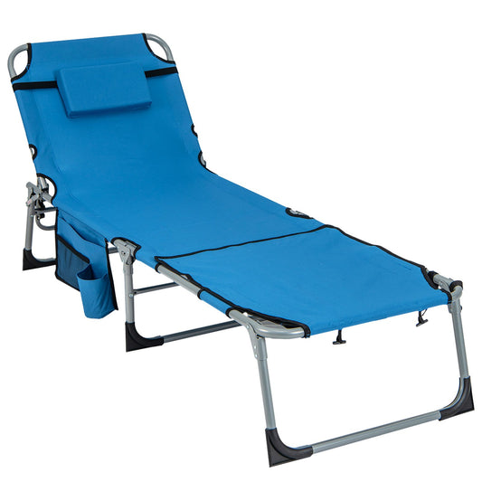 5-position Outdoor Folding Chaise Lounge Chair, Blue - Gallery Canada