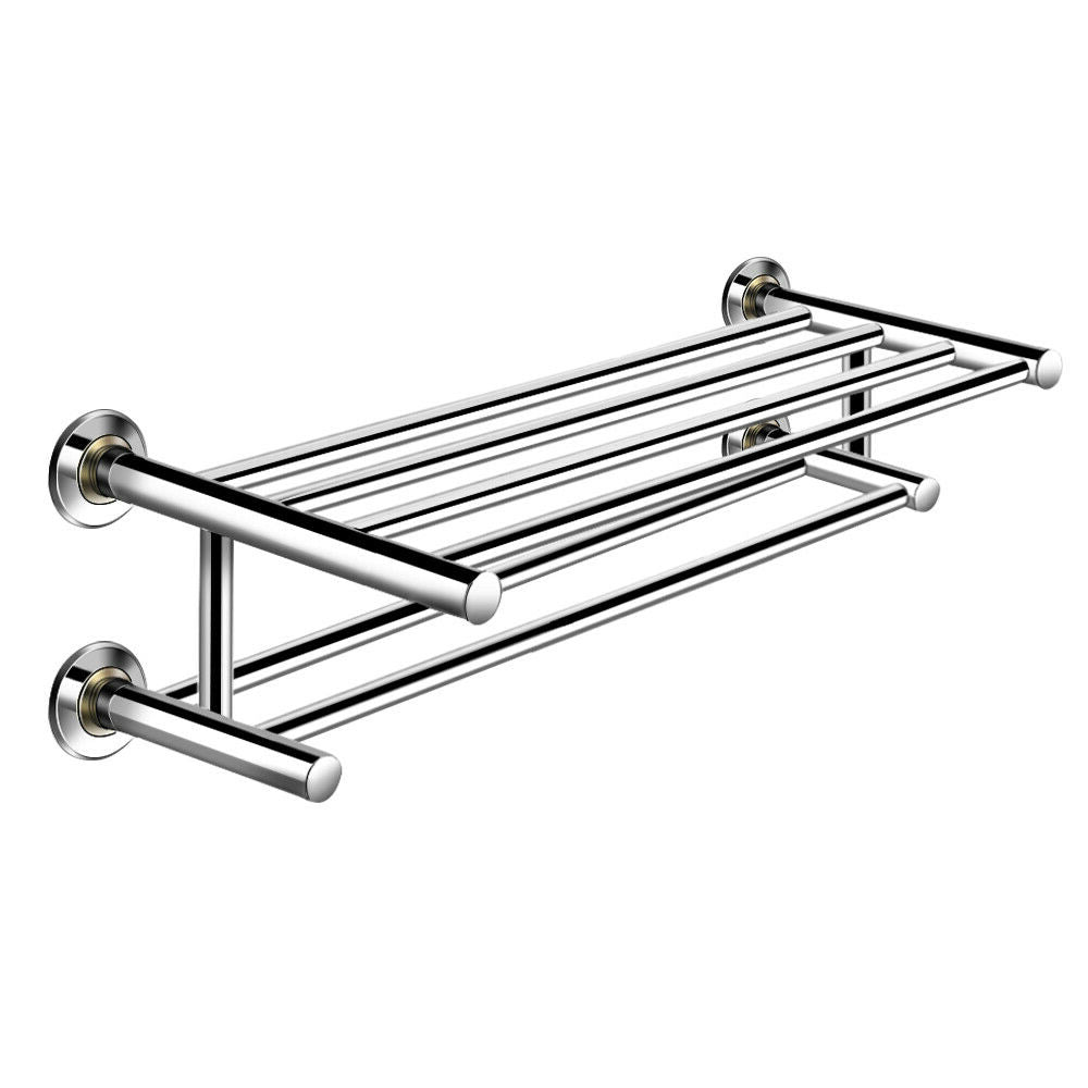 24 Inch Wall Mounted Stainless Steel Towel Storage Rack with 2 Storage Tier, Silver Towel Racks Silver at Gallery Canada