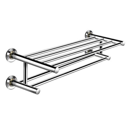 24 Inch Wall Mounted Stainless Steel Towel Storage Rack with 2 Storage Tier, Silver Towel Racks Silver at Gallery Canada