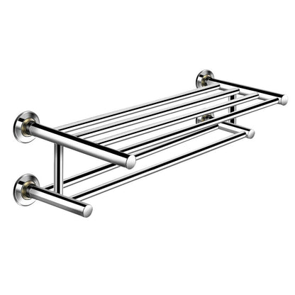 24 Inch Wall Mounted Stainless Steel Towel Storage Rack with 2 Storage Tier, Silver Towel Racks Silver at Gallery Canada