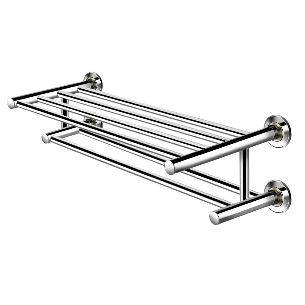 24 Inch Wall Mounted Stainless Steel Towel Storage Rack with 2 Storage Tier, Silver Towel Racks at Gallery Canada
