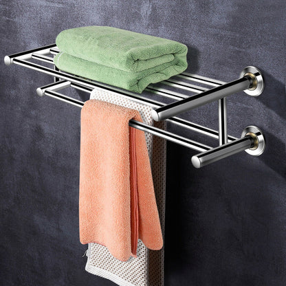 24 Inch Wall Mounted Stainless Steel Towel Storage Rack with 2 Storage Tier, Silver Towel Racks at Gallery Canada