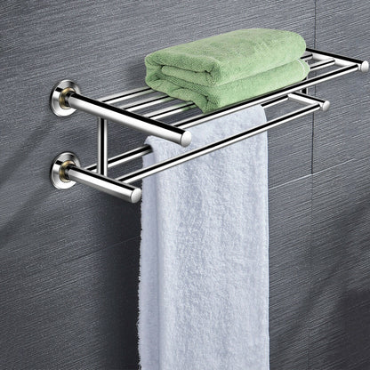 24 Inch Wall Mounted Stainless Steel Towel Storage Rack with 2 Storage Tier, Silver Towel Racks at Gallery Canada