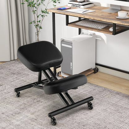 Adjustable Ergonomic Kneeling Chair with Upgraded Gas Spring Rod and Thick Foam Cushions, Black - Gallery Canada