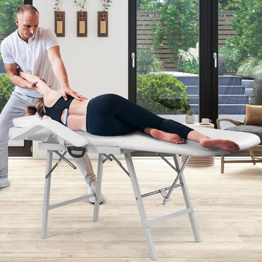 73 Inch Portable Tattoo Salon Facial Bed Massage Table, White - Gallery Canada