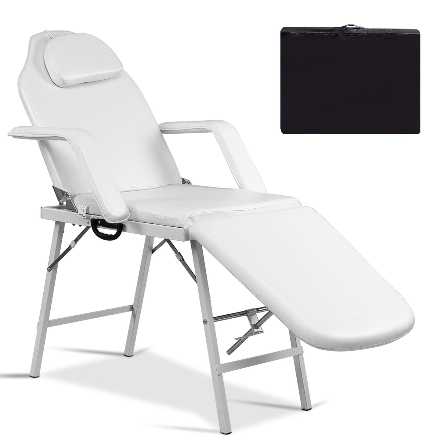 73 Inch Portable Tattoo Salon Facial Bed Massage Table, White Spa & Salon White at Gallery Canada