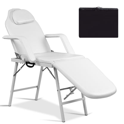 73 Inch Portable Tattoo Salon Facial Bed Massage Table, White Spa & Salon White at Gallery Canada