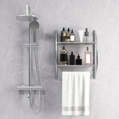 Wall Mounted 2-Tier Bathroom Towel Rack with 2 Towel Bars, Silver Towel Racks at Gallery Canada