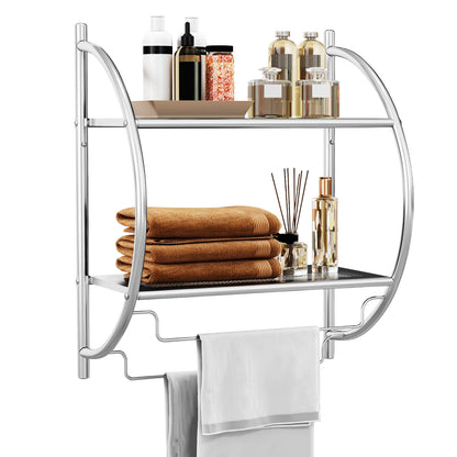 Wall Mounted 2-Tier Bathroom Towel Rack with 2 Towel Bars, Silver Towel Racks at Gallery Canada