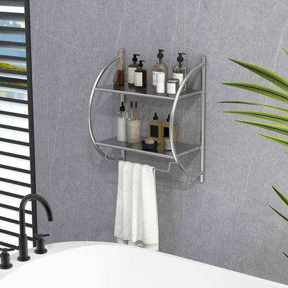 Wall Mounted 2-Tier Bathroom Towel Rack with 2 Towel Bars, Silver Towel Racks at Gallery Canada