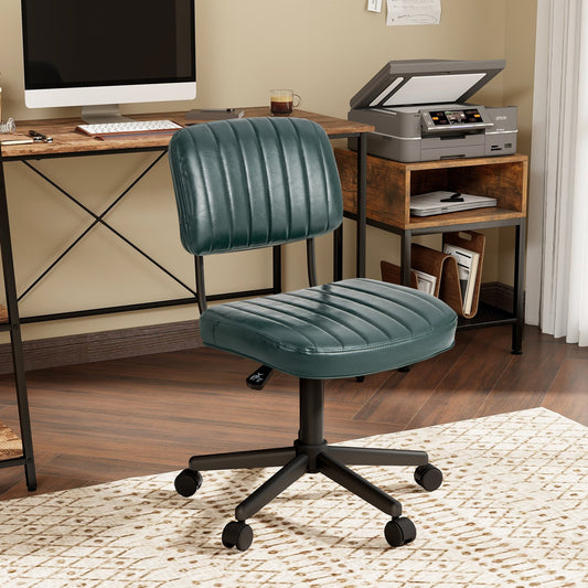 PU Leather Adjustable Office Chair  Swivel Task Chair with Backrest, Green - Gallery Canada