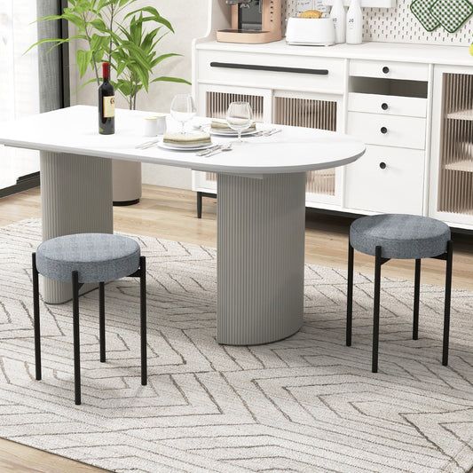 Bar Stools Set of 4 Upholstered Kitchen Stools with Foot Pads, Light Gray - Gallery Canada