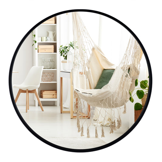 24 Inch Black Circle Bathroom Mirror with Explosion-proof Film, Black Wall Mirrors Black at Gallery Canada