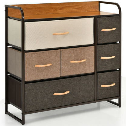 7 Drawer Tower Dresser, Steel Frame, Wooden Top, Multicolor Dressers & Chests at Gallery Canada