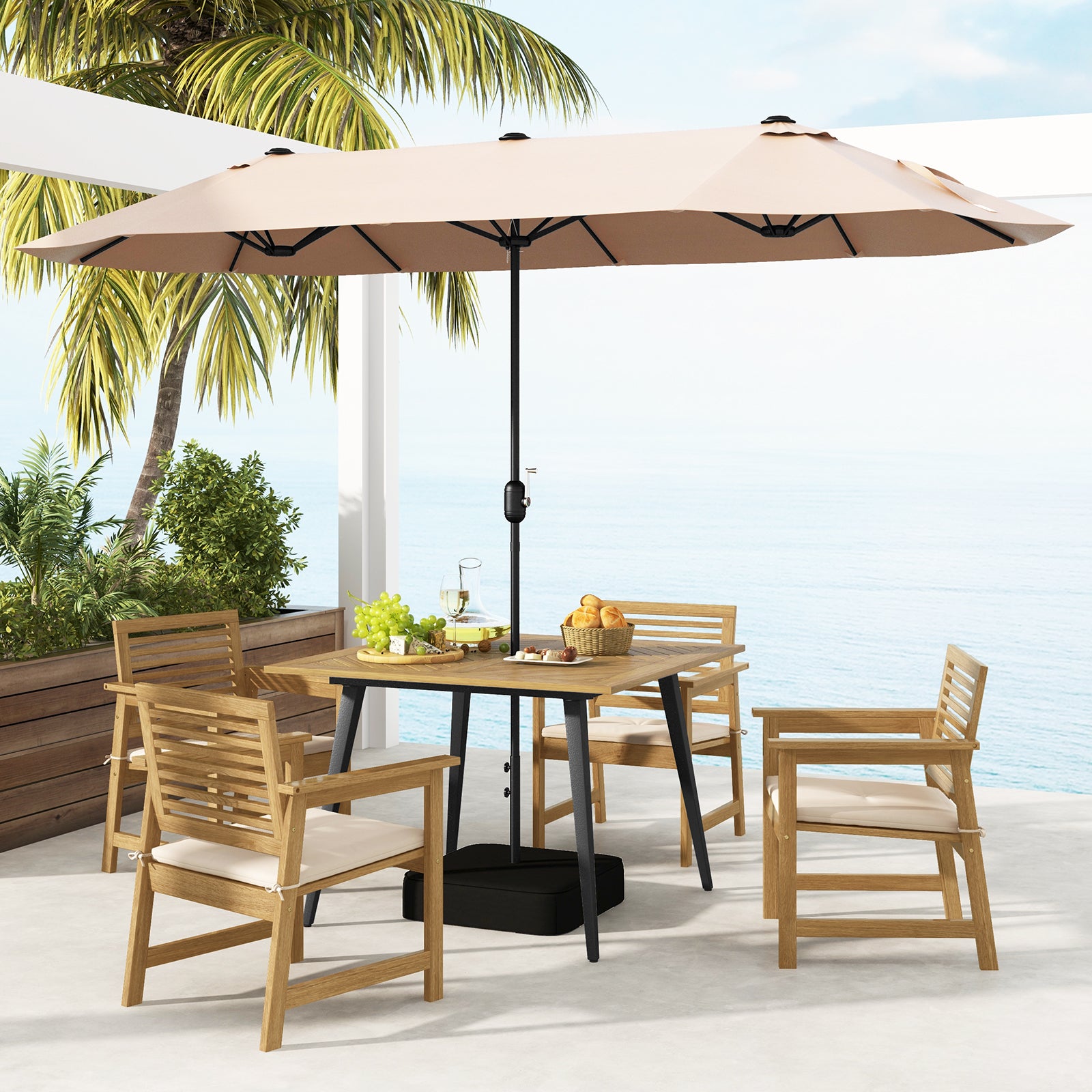 4-Person Acacia Wood Outdoor Dining Table for Garden Poolside and Backyard Patio Dining Tables at Gallery Canada