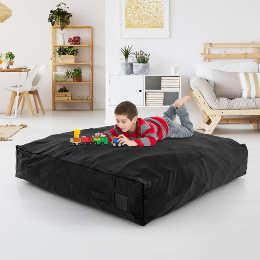 57 x 57 Inch Crash Pad Sensory Mat with Foam Blocks and Washable Velvet Cover, Black - Gallery Canada