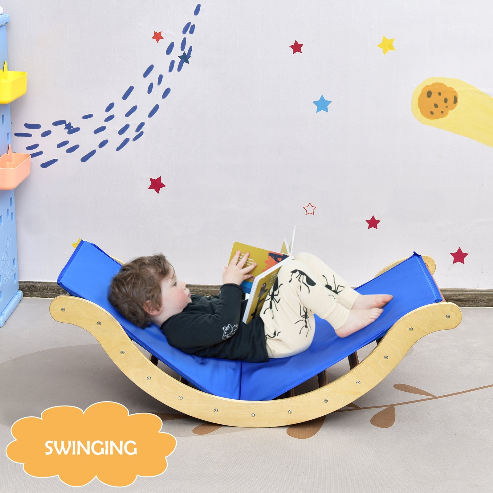 3-in-1 Kids Climber Set Wooden Arch Triangle Rocker with Ramp and Mat, Natural Climbers & Slides at Gallery Canada