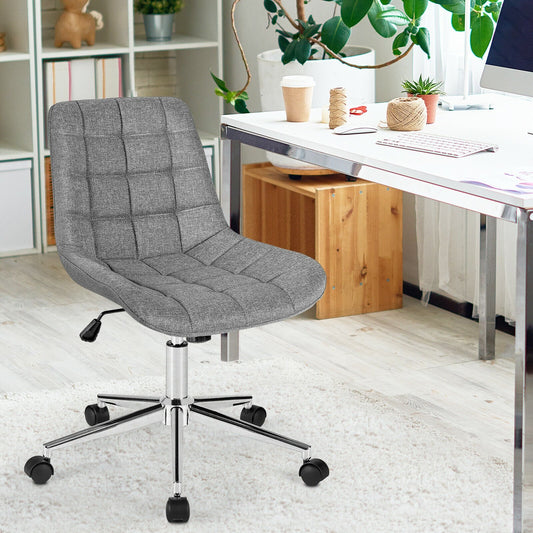Fabric Adjustable Mid-Back Armless Office Swivel Chair, Gray - Gallery Canada