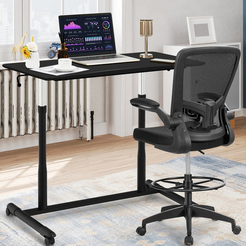 Height Adjustable Computer Desk Sit to Stand Rolling Notebook Table , Black