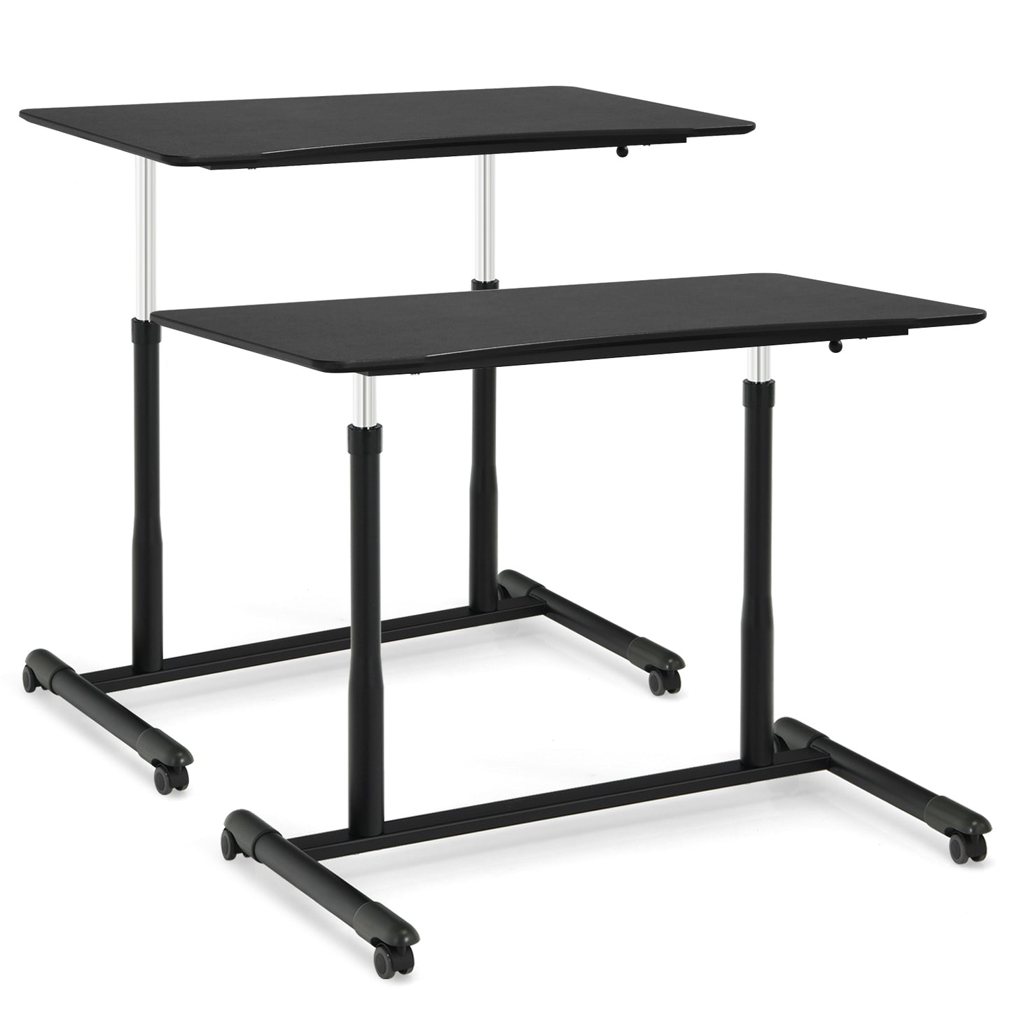 Height Adjustable Computer Desk, Rolling Notebook Table, Black Laptop Tables & Printer Stands Black at Gallery Canada
