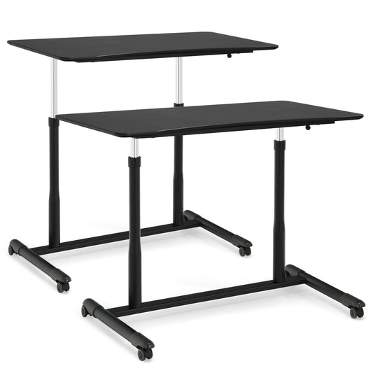 Height Adjustable Computer Desk, Rolling Notebook Table, Black Laptop Tables & Printer Stands Black at Gallery Canada