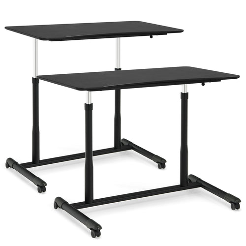 Height Adjustable Computer Desk, Rolling Notebook Table, Black