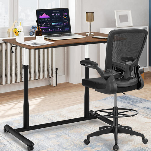 Height Adjustable Computer Desk Sit to Stand Rolling Notebook Table, Brown