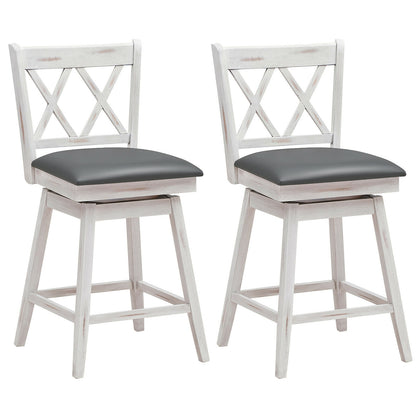 24 Inches Swivel Counter Height Barstool Set, Rubber Wood Legs, White Bar Stools White at Gallery Canada