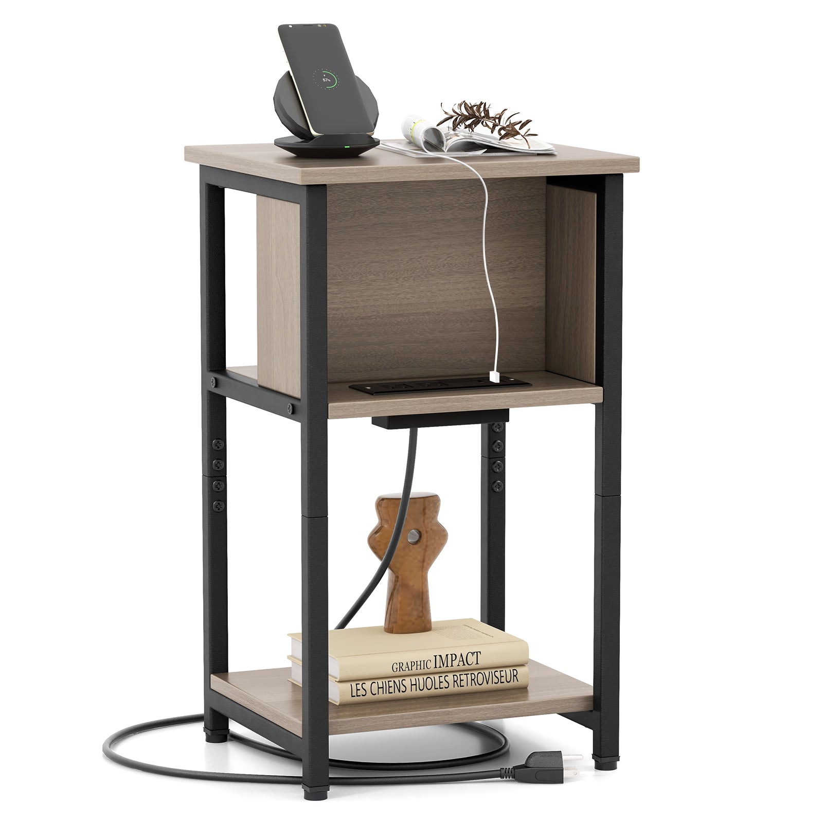 3-Tier End Table with USB Ports & Power Outlets-1 Piece End & Side Tables at Gallery Canada