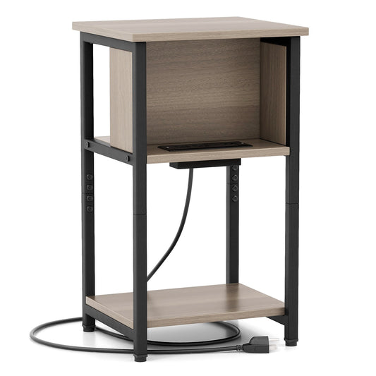 3-Tier End Table with USB Ports & Power Outlets-1 Piece