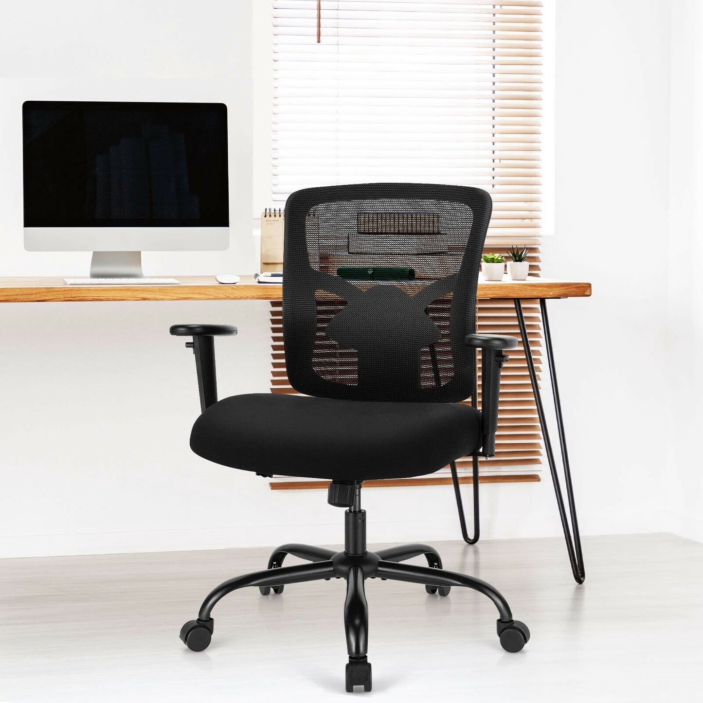 400LBS Mesh Big And Tall Office Chair, Swivel Task Chair, Black Big and Tall Chairs at Gallery Canada